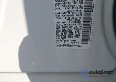 2015 Infiniti Qx70 из США, поврежденный, VIN JN8CS1MW0FM480171